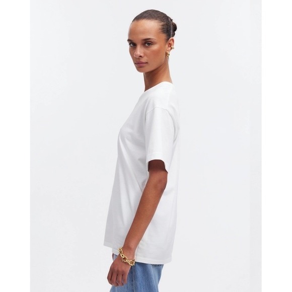 Madewell NWT Eyelet White Cotton Relaxed Oversized Short Sleeve T-Shirt, Size XL - Picture 3 of 9
